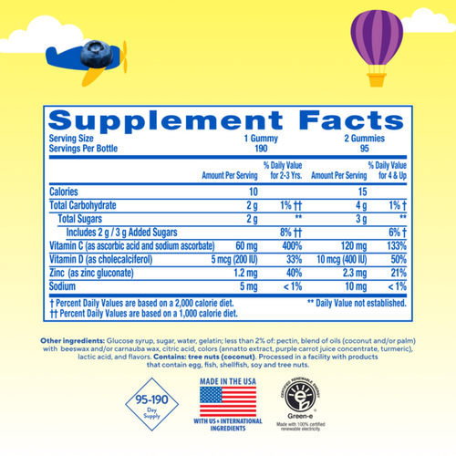 Immune C Plus Zinc and Vitamin D Gummy Bear, 190 Gummies