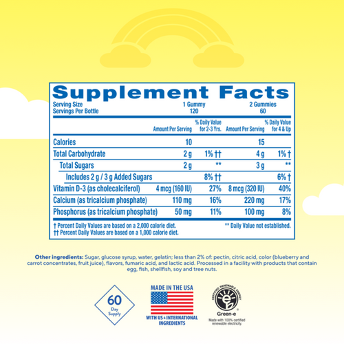 Bone Support Calcium + D3 Vitamin Gummy, 120 Gummies