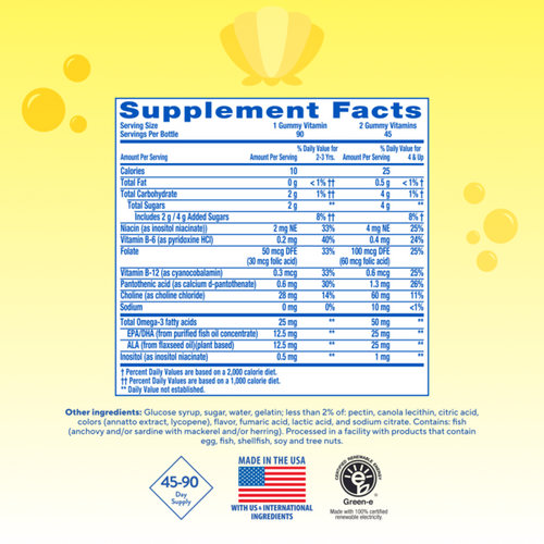 Omega 3 + Choline Gummy Vitamin, 90 Gummies