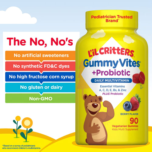 Gummy Vites + Probiotic Gummy Bear Multivitamin, 90 Vegetarian Gummies