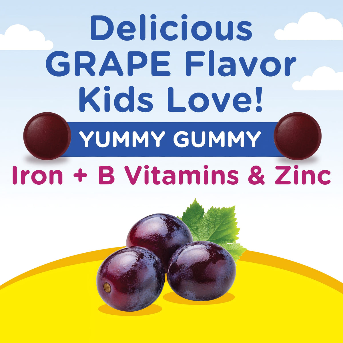 Iron + B Vitamins & Zinc Gummy Bear, 60 Vegan Gummies
