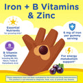 Iron + B Vitamins & Zinc Gummy Bear, 60 Vegan Gummies