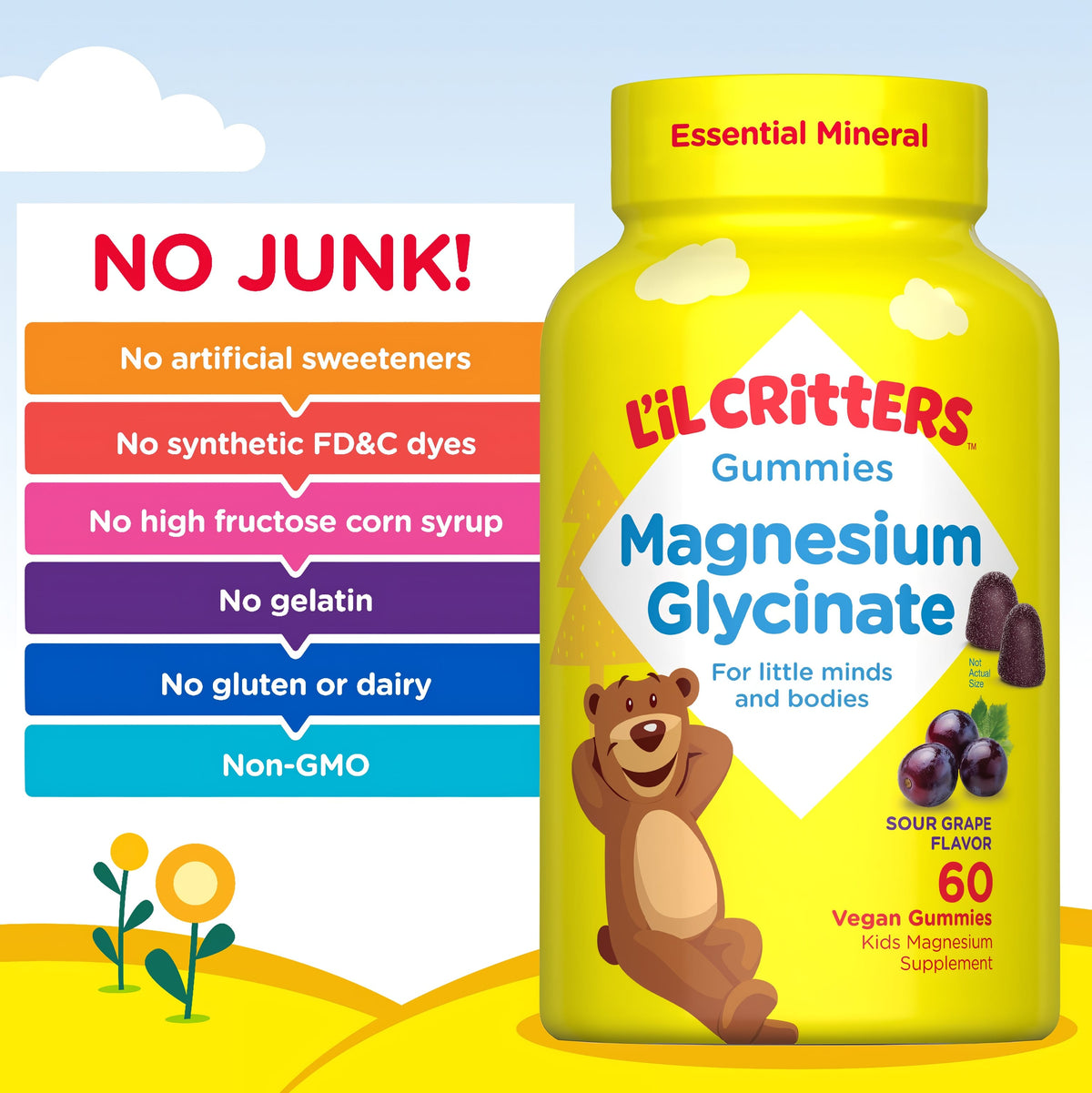 Magnesium Glycinate Gummy Bear, 60 Vegan Gummies