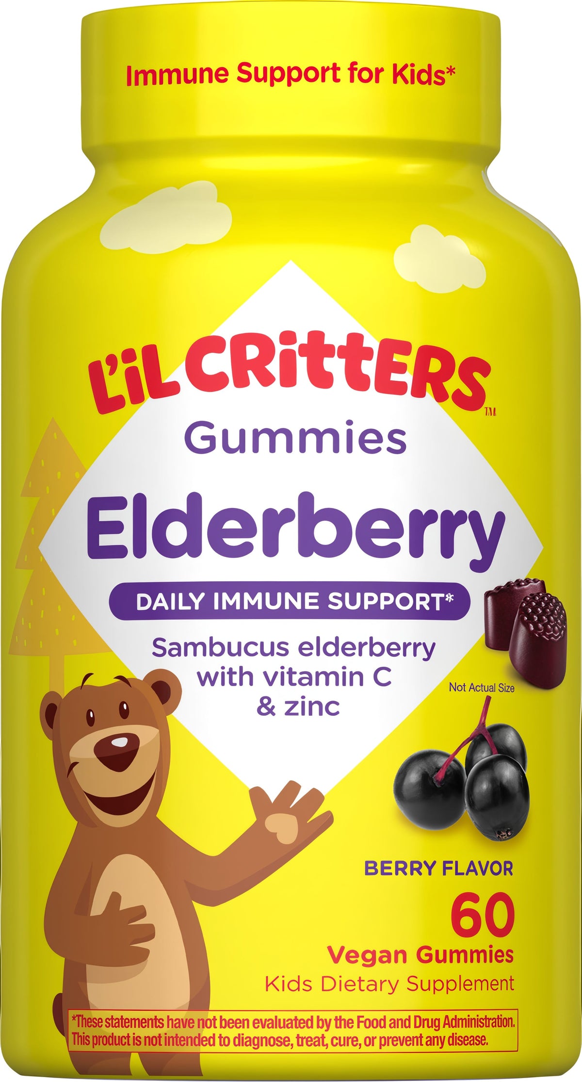 Elderberry Gummy Bear Vitamin, 60 Vegan Gummies