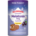 L'il Critters Kids Melatonin 1mg Chewable Tablets, Grape Flavor, 60 count, for occasional sleeplessness, drug-free.