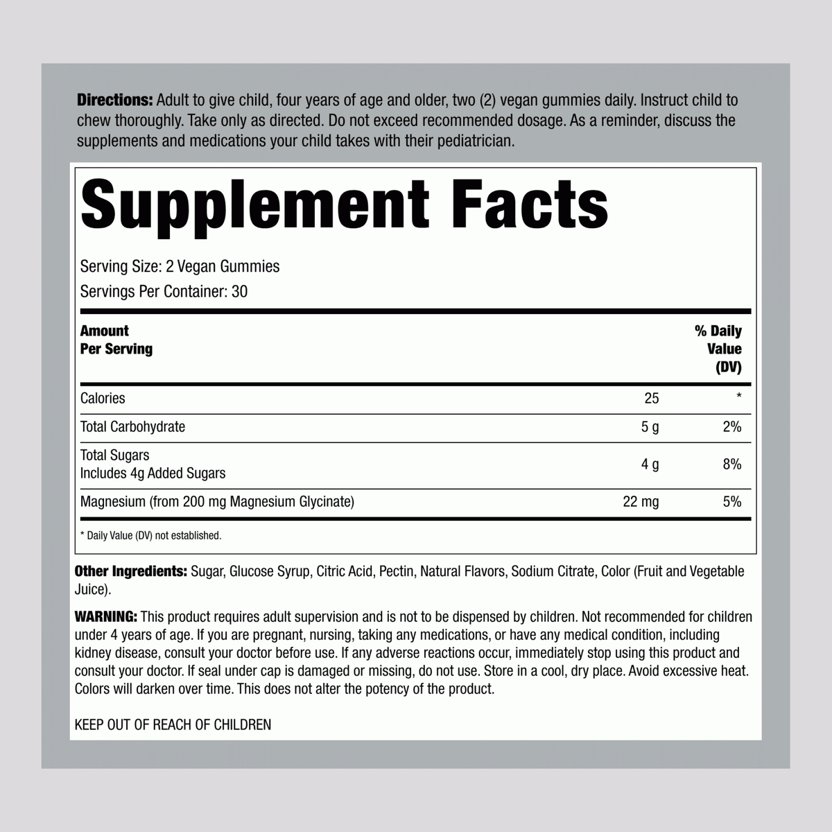 Magnesium Glycinate Gummy Bear, 60 Vegan Gummies
